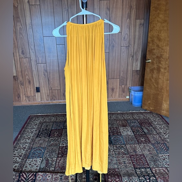 Silky Marigold Golden Yellow Flowy Dress with Tie Details - Picture 5 of 5